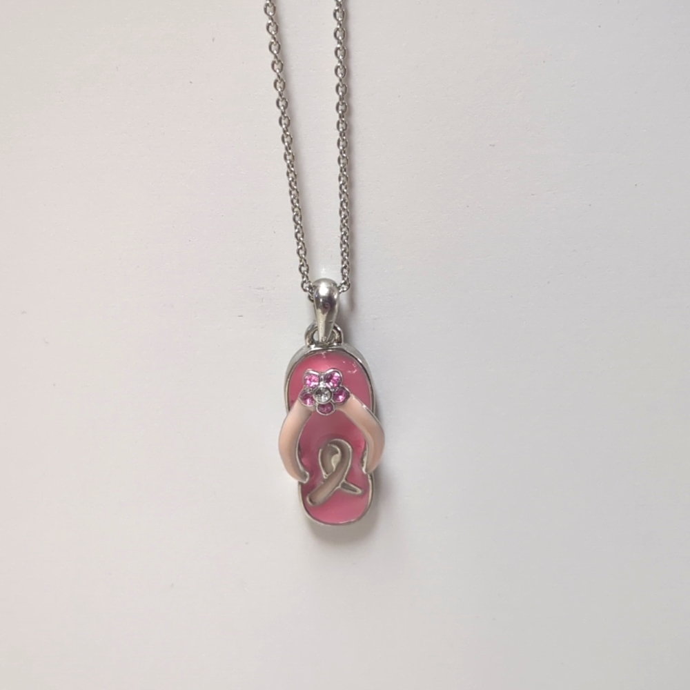 Breast Cancer Awareness Flipflop Necklace